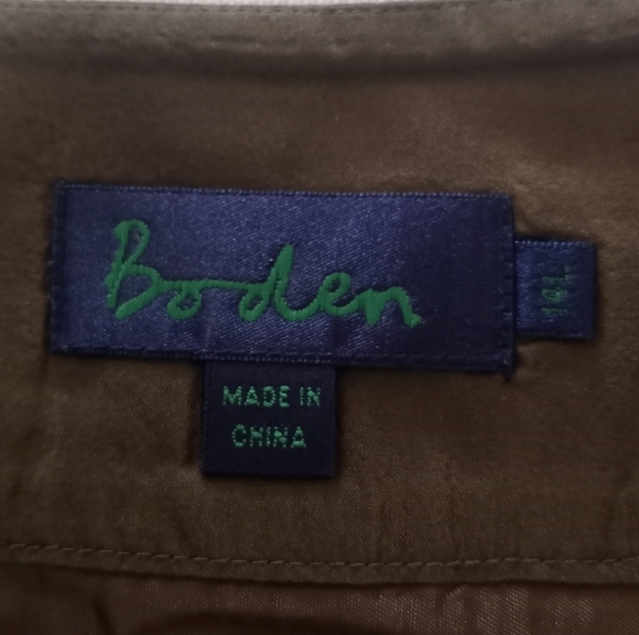 Boden Silk Olive Green Cream Floral Embroidered Sequined Bohemian Skirt 14 - Picture 6 of 10